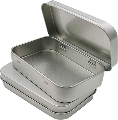 metal box w hinged lid|metals containers with hinged lids.